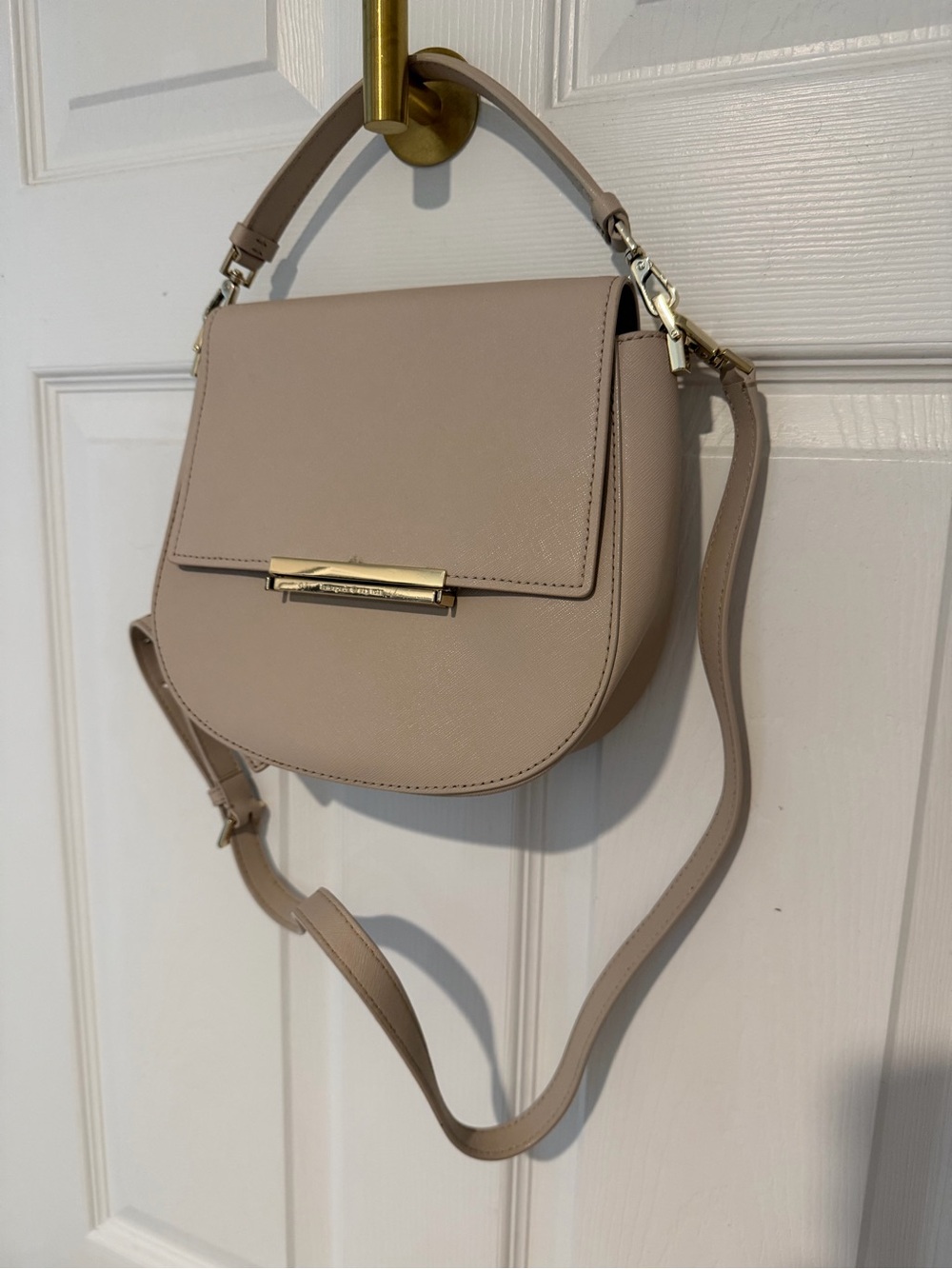 kate spade Taupe Pebble Leather Saddle Crossbody